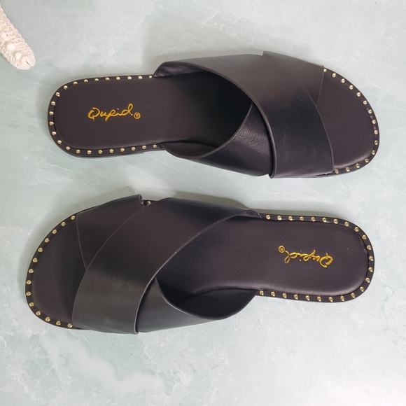 New! Black X Band Slide Sandals - Picture 2 of 4
